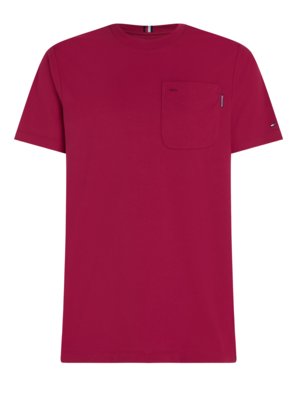 Unifarbenes T-Shirt mit Brusttasche, Regular Fit