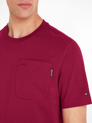 Unifarbenes T-Shirt mit Brusttasche, Regular Fit