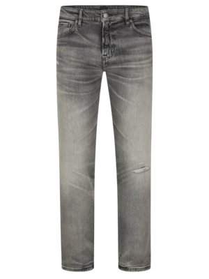Jeans im Washed-Look mit Destroyed-Details, Regular Fit