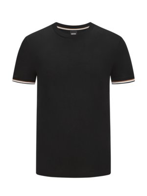 Unifarbenes T-Shirt mit Kontraststreifen