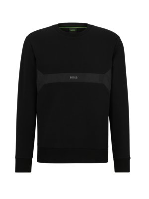 Sweatshirt-im-Materialmix-mit-Akzent-Bruststreifen