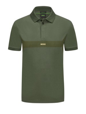Piqué-Poloshirt-mit-gummiertem-Logo-Emblem-und-Bruststreifen