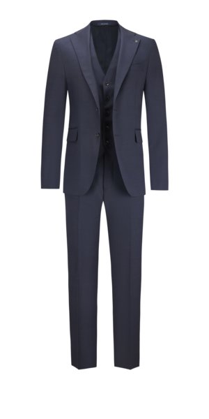 Dreiteiliger-Anzug-aus-Schurwolle-mit-Anstecker-am-Revers