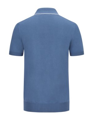 Strick-Poloshirt-mit-V-Ausschnitt-und-Kontraststreifen