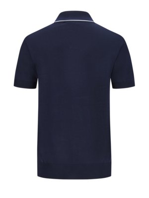 Strick-Poloshirt-mit-V-Ausschnitt-und-Kontraststreifen