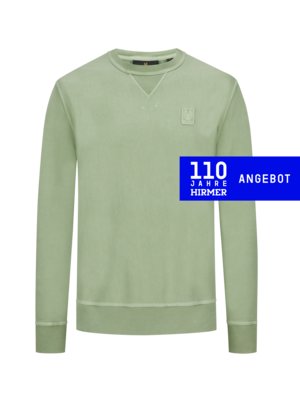 Sweatshirt-mit-Rippstrick-Details-und-Logo-Aufnäher