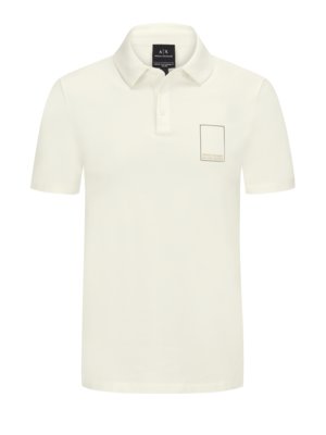 Poloshirt mit gummiertem Logo-Schriftzug in Sweat-Qualität