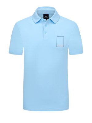Poloshirt mit gummiertem Logo-Schriftzug in Sweat-Qualität
