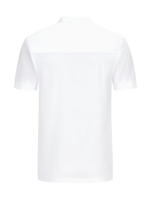 Piqué-T-Shirt-mit-Stehkragen-und-kurzer-Knopfleiste