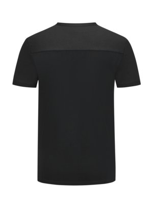 Piqué-T-Shirt-mit-Stehkragen-und-kurzer-Knopfleiste