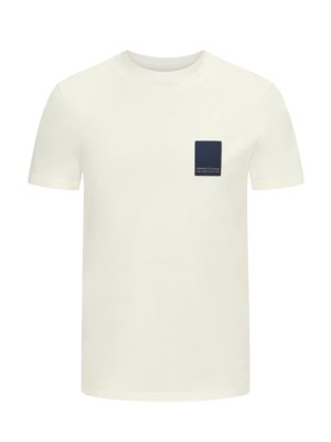 Unifarbenes T-Shirt mit Logo-Patch aus Milano Edition