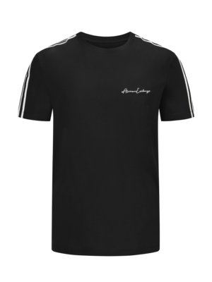 Glattes T-Shirt mit Logo-Stickerei und Schulterstreifen