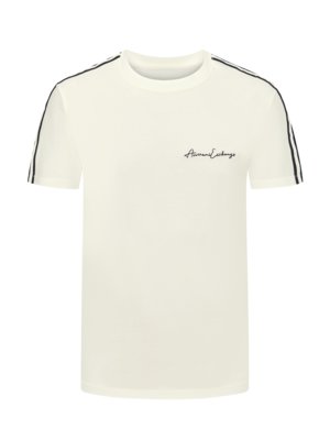 Glattes T-Shirt mit Logo-Stickerei und Schulterstreifen