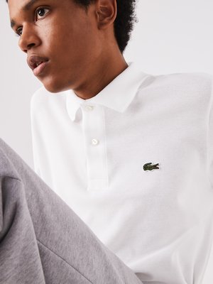 Langarm-Poloshirt in Piqué-Qualität mit Krokodil-Stickerei