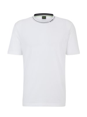 T-Shirt mit Mesh-Kragen und Label-Schriftzug