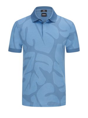 Poloshirt-aus-merzerisierter-Baumwolle-mit-floralem-Print,-Slim-Fit