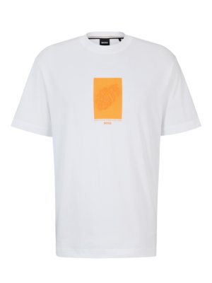 Festes-T-Shirt-mit-erhabenem-Motiv-Print