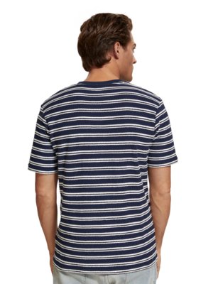 T-Shirt-mit-gestricktem-Streifenmuster-und-Brusttasche-
