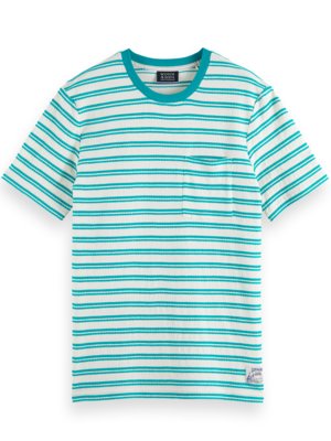 T-Shirt-mit-gestricktem-Streifenmuster-und-Brusttasche-