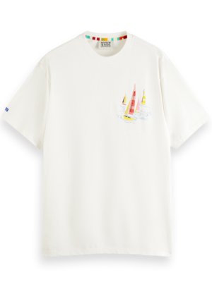 T-Shirt mit Leinenanteil und Print auf der Vorder- und Rückseite