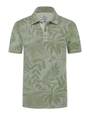 Piqué-Poloshirt mit floralem Print, Garment Dyed