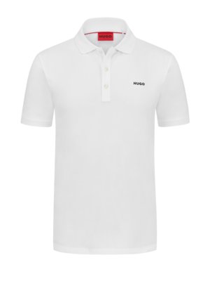 Softes-Poloshirt-mit-gummiertem-Logo-Print-und-Stretchanteil,-Slim-Fit