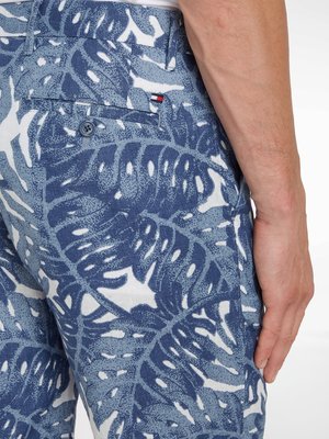 Leinenshorts-mit-floralem-Print,-Relaxed-Tapered-Fit