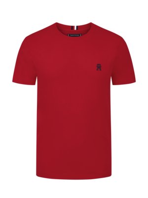 T-Shirt mit gesticktem Monogramm-Logo, Regular Fit
