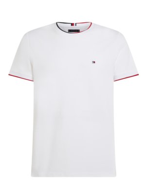Piqué-T-Shirt mit Streifen-Akzenten, Slim Fit 