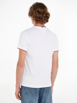 Piqué-T-Shirt-mit-Streifen-Akzenten,-Slim-Fit-