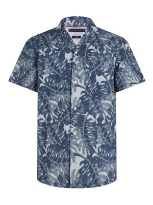 Kurzarmhemd aus Leinen mit floralem Print, Regular Fit