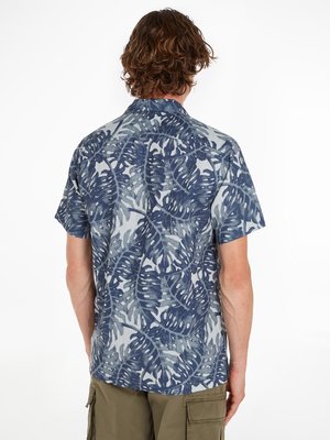 Kurzarmhemd-aus-Leinen-mit-floralem-Print,-Regular-Fit
