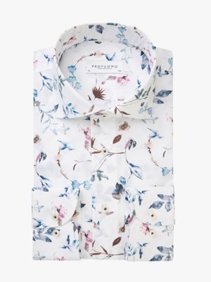 Glattes-Hemd-mit-floralem-Print-und-Stretchanteil