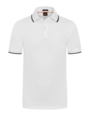 Piqué-Poloshirt mit Streifen-Akzenten und gummiertem Logo-Emblem