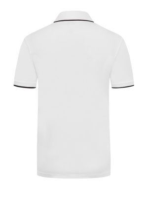 Piqué-Poloshirt-mit-Streifen-Akzenten-und-gummiertem-Logo-Emblem