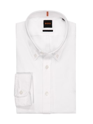 Unifarbenes Hemd mit Button-Down-Kragen, Regular Fit