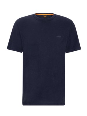 T-Shirt-mit-O-Neck-mit-gummiertem-Logo,-Sunbleached
