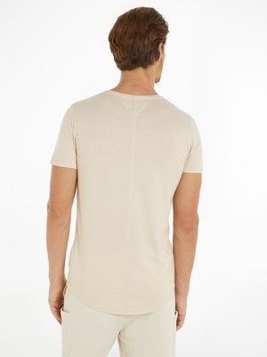 T-Shirt-mit-V-Ausschnitt-und-Rollkante