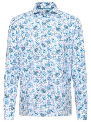 Hemd-mit-floralem-Print-aus-Baumwolle-Leinen-Mix,-Modern-Fit