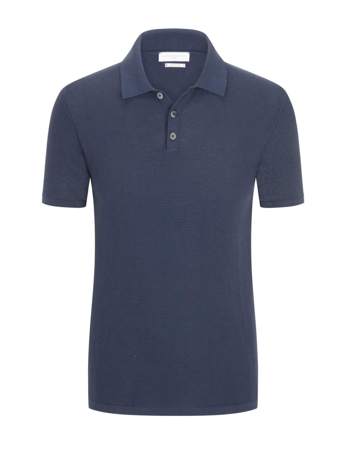 Daniele Fiesoli Unifarbenes Strick-Poloshirt in Reiskornstrickmuster in XL