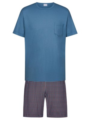 Kurzer-Schlafanzug-mit-gemusterter-Shorts-