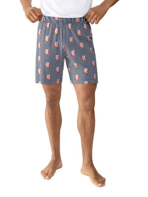 Pyjama-Shorts-mit-Streifen-Muster-und-Allover-Print-