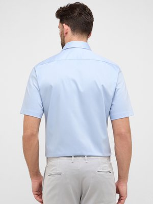Unifarbenes Kurzarmhemd mit Ausputz und Brusttasche, Modern Fit