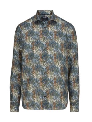 Casual, Leinenhemd mit floralem Print, Tailored Fit