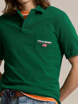 Poloshirt-Piqué-mit-Brusttasche,-Classic-Fit-