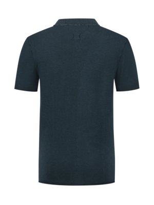 Softes-Strick-T-Shirt-mit-Stehkragen-und-kurzer-Knopfleiste