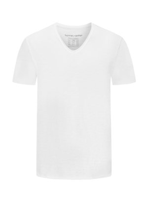 Softes T-Shirt aus Flammgarn mit V-Ausschnitt
