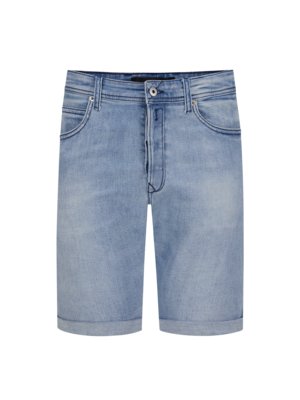 Bleached-Jeans-Shorts-mit-Umschlag-und-Stretch-Anteil