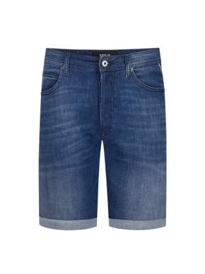 Jeans-Shorts mit Umschlag und Stretch-Anteil