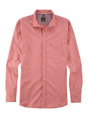 Casual, Hemd mit Pin Dot-Muster und Brusttasche, Regular Fit